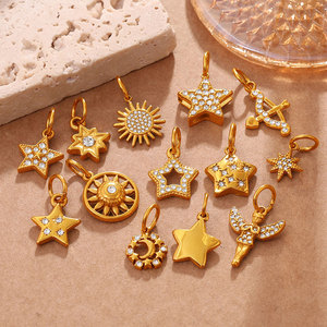 จี้ห้อยคอ สร้อยข้อมือ แฟชั่น สแตนเลสสตีล 316L ชุบทอง 14k 18k ไม่หมอง พร้อมจี้รูปพระอาทิตย์ ดวงดาว และพระจันทร์ สำหรับทำเครื่องประดับ - Product Image 2