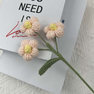 ดอกไม้พัฟถักด้วยมือดอกไม้ไหมพรมถักด้วยมือดอกไม้ประดิษฐ์ทำด้วยมือสำหรับตกแต่งบ้านและของขวัญวันวาเลนไทน์ - Product Image 3