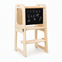 Opvouwbare houten leertoren voor peuters, drie-in-één Montessori hulptoren, keuken opstapje met veiligheidsrail