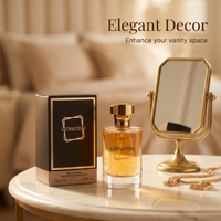 Flacon de parfum en verre carré de luxe de 25 ml avec bouchon doré découpé, impression personnalisée, support OEM ODM
