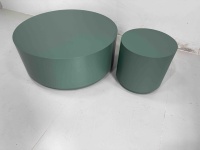 Table basse ronde convertible, couleur verte, taille et couleur personnalisables, design moderne en bois pour salon