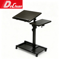 Bureau mobile réglable en métal à 2 niveaux pour ordinateur portable avec roulettes et panneau inclinable – Vente en gros