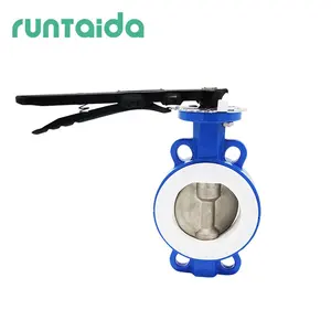 Motorized 4 Inch Soft Seal Handle Manual Wafer PTFE Lined Butterfly Valve