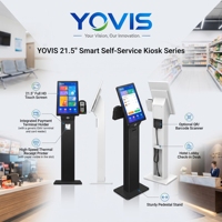 Kiosque de commande automatique 3-en-1 pour restaurant, station de commande automatique avec écran tactile de 21,5 pouces, lecteur de cartes, scanner, imprimante thermique