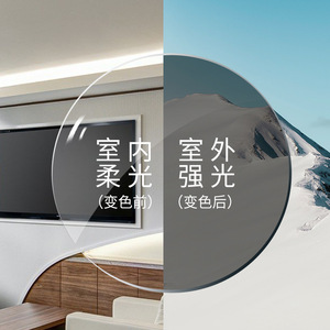 Verres Photochromiques Anti-Lumière Bleue pour Myopie 1.56 1.61 1.67 en Résine, Protection Intérieure et Extérieure à Changement de Couleur - Product Image 1