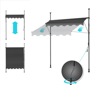 Hot bán sản phẩm dọc mái hiên với tay quay xử lý mặt trời bảo vệ mái hiên với màu xám - Product Image 3