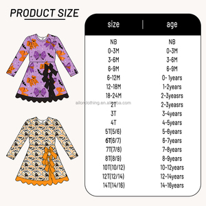 Robe d'Halloween personnalisée pour filles, manches longues, en tissu yoga, imprimé fantôme et citrouille, double nœud latéral, ourlet festonné - Product Image 5