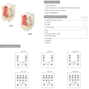 Relais serie 2ZLT elettronico relè elettromagnetico 12v lampada LED 5A/8A 8/14pin bobina DPDT/4PDT DC24V AC220V presa relè 8pin