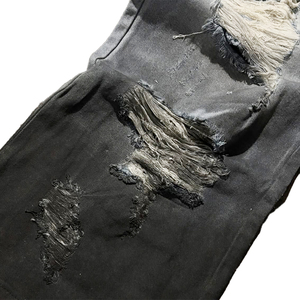 Jeans bleu délavé tendance pour hommes, de haute qualité, design déchiré à <span class=keywords><strong>changement</strong></span> progressif, jeans droits pour hommes, pantalon large personnalisé - Product Image 3