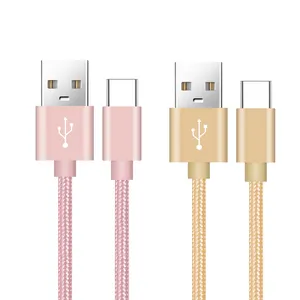 Aluminum Shell Nylon Weave USB Cable Male to Type C USB Connector to 2.0 Port USB Data Charging Cable