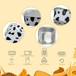 Sin olor vaca desechable 5 oz 150ml Mini moldes de papel de aluminio para pasteles bandeja cuadrada de aluminio con tapas taza para hornear herramienta <span class=keywords><strong>Pan</strong></span> bandeja contenedora de papel de aluminio - Product Image 3