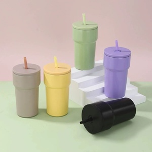 BPA Free 420ml Stainless Steel Vacuum Insulated Straw Tumbler With Handle Leak Resistant Mug for <b>Hot</b> and Cold <b>Drinks</b> - Product Image 5