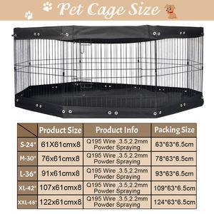 Kandang hewan peliharaan latihan logam dapat dilipat 8 Panel, pena bermain kelinci kucing anjing dengan penutup atas dan bantalan bawah pagar anjing untuk hewan kecil - Product Image 6