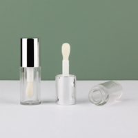 Logo personnalisé 5ml Tube de brillant à lèvres circulaire grande brosse bouteille d'huile de brillant à lèvres en argent électrolytique de haute qualité conteneur et boîte