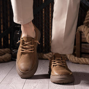 Retro New Style Men's Business Casual Low-Top <b>Sneakers</b> Lace-Up Breathable Outdoor Height Increasing Walking Style shoes - Product Image 4