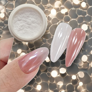 SH Donut Métallique <span class=keywords><strong>Blanc</strong></span> Clair De Lune Perle Glacé <span class=keywords><strong>Effet</strong></span> Clair Poudre Brillant Miroir Nail Pigment dans Chrome Verre Glacé Donut Style - Product Image 3