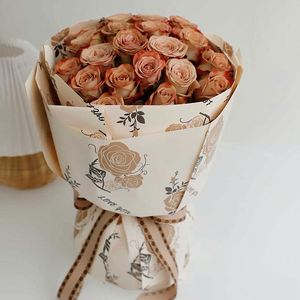 Papier cadeau écologique mat à motifs floraux pour mariages, Saint-Valentin, fête des mères, imperméable, épais, motif rose, emballage cadeau - Product Image 4