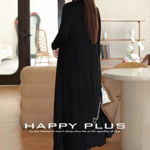 Cárdigan Largo de Modal para Mujer Happy Plus, Talla Grande, Elegante, Cintura Ajustada, Transpirable, Estilo Primavera - Product Image 1