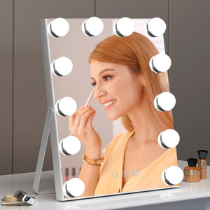 Specchio per il Trucco Illuminato a LED con 12 Lampadine, <span class=keywords><strong>3</strong></span> Modalità di Colore, Specchio Cosmetico Rotante 25 <span class=keywords><strong>X</strong></span> 30 cm Bianco - Product Image 1
