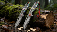 Couteau pliant durable et léger en acier Damas, lame en acier + manche en coquille, garantie de 3 ans pour la survie en plein air et le camping