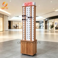 Bright Yellow OPTI Rotating Eyewear Display Stand with Lockable Storage & LED Logo