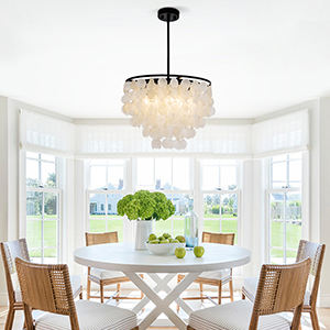 Home Decorative Modern Living Room Hotel Circle Hanging Pendant <b>Light</b> New Design E12 <b>shell</b> chandelier - Product Image 4