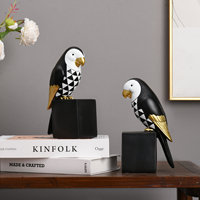 Statue d'animal de bureau en résine, art de la résine de luxe, perroquet en résine, serre-livres, décoration artisanale, serre-livres oiseau
