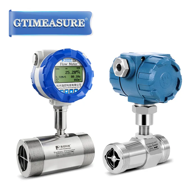 Débitmètre à turbine liquide 4-20 mA Impulsion RS485 Modbus Débitmètre à turbine intelligent SS316 SS304