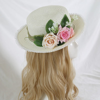 Chapeau de soleil Lolita élégant au quotidien, chapeau en fourrure à fleurs fraîches et douces, DREAM FASHION, pour femmes adultes, 48-50 cm, assorti à tout