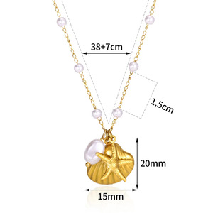 Venta al por mayor serie Ocean impermeable de acero inoxidable 18K chapado en oro joyería playa estrella de mar Shell colgante collar para mujer - Product Image 5