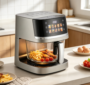 Friteuse à air entièrement transparente en verre avec écran tactile couleur et circulation d'air chaud, <span class=keywords><strong>appareil</strong></span> de <span class=keywords><strong>cuisson</strong></span> domestique <span class=keywords><strong>sans</strong></span> <span class=keywords><strong>huile</strong></span> pour comptoir - Product Image 1