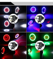 Yosovlamp U7 Projecteur DC 12-80V 35W 24 LED Angle de faisceau 360° Canon laser avec interrupteur Stroboscope LED Œil de démon/ange pour moto 2800lm