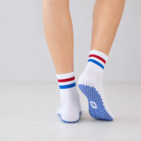 Chaussettes de yoga en coton personnalisées avec grip antidérapant, chaussettes de pilates avec logo jacquard personnalisé, chaussettes de yoga pour femmes