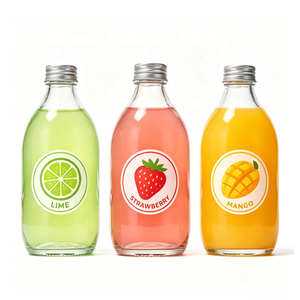 Bouteilles en verre pour <span class=keywords><strong>jus</strong></span> <span class=keywords><strong>de</strong></span> fruits et légumes <span class=keywords><strong>de</strong></span> 300 ml, 350 ml et 500 ml avec bouchons à vis en aluminium utilisées dans les cafés - Product Image 4