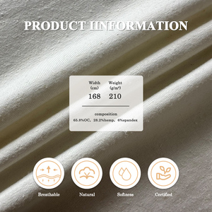 قماش محبوك إنترلوك هابيجابي معتمد من GOTS، 79% قطن عضوي، 21% بوليستر معاد تدويره، 40S+75D مجدول - Product Image 2