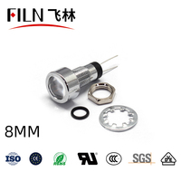 Clignotants LED pour moto FILN FL1M-8SJ-4 8mm, 3V-24V, IP67, métal, rouge, bleu, blanc, vert, à brancher, CE TUV