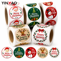 Autocollants ronds personnalisés Joyeux Noël, imperméables, autocollants adhésifs, Père Noël, bonhomme de neige, renne, étiquettes de scellage pour cadeaux de Noël, emballage cadeau