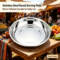 Plateau de service miroir en acier inoxydable style chinois, épaisseur 0,5 mm, écologique, compatible lave-vaisselle, pour maison, hôtel, restaurant