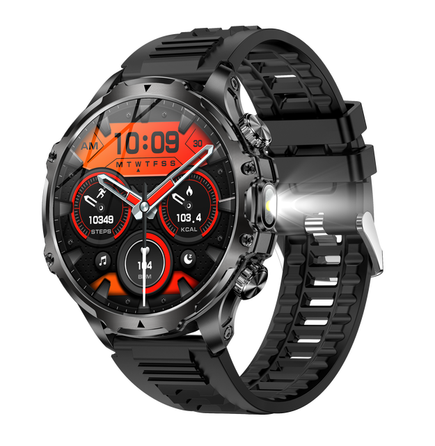 Outdoors Sports AK75 Smart Watch 1.85inch Flashlight 700mAh Battery IP67 Waterproof Unisex BT Calling FitcloudPro