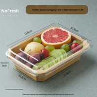 Boîte à lunch rectangulaire en papier kraft jetable, couvercle convexe hautement transparent, compatible micro-ondes, boîte à emporter pour fruits, desserts, gâteaux