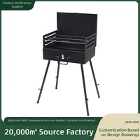 Barbecue pliant carré moderne de petite taille avec revêtement nano, portable, style américain, pour l'extérieur