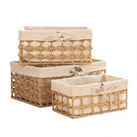 Petits paniers de rangement en osier pour l'organisation, paniers tressés en corde de papier style bohème avec doublures, panier décoratif mignon pour cadeaux