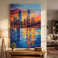 Peinture à l'huile artisanale sur toile de coton 450 GSM, décor mural 3D de luxe pour la maison, paysage moderne, design original sur mesure