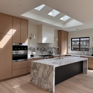 CBMMart Nouveau design Armoires sur mesure en chêne blanc Placage de bois massif rustique américain en érable teinté de noyer Armoires de cuisine modernes - Product Image 1