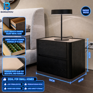 Mesa de <span class=keywords><strong>Noche</strong></span> Moderna de Madera Maciza con Cajón de Almacenamiento para Dormitorio, Precio al por Mayor - Product Image 3