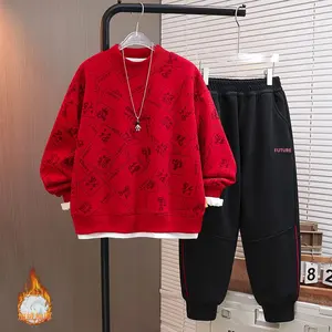 Ensemble deux pièces décontracté pour bébé <span class=keywords><strong>garçon</strong></span>, automne/hiver, sweat-shirt et <span class=keywords><strong>pantalon</strong></span>, style élégant, doublure en <span class=keywords><strong>polaire</strong></span> épaisse - Product Image 6