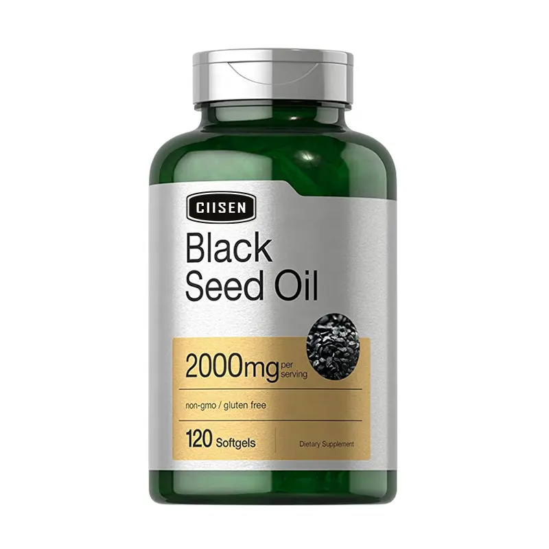 CIISEN Private Label beliebtes Nahrungs ergänzungs mittel Kalt gepresstes Bio-Schwarzkümmel öl 2000mg 120 Kapseln