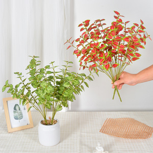 Feuilles de pomme de terre artificielles Iroha en soie, branche de moins de 30 cm, pour décoration murale végétale - Product Image 2