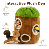 Lot de jouets en peluche couineurs pour chien, motif maison dans un arbre, avec maisonnette et mini-animaux, pour la stimulation mentale et l'entraînement