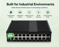 Switch Ethernet Gigabit Industri OEM 16 Port L2 Managed 2 SFP Uplink DIN Rail untuk Transportasi